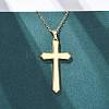Cross 304 Stainless Steel Pendant Necklaces NJEW-H059-09G-3