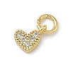 Brass Micro Pave Cubic Zirconia Heart Charms KK-C156-30G-1
