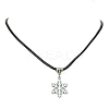 Alloy Enamel Snowflake Pendant Necklaces NJEW-JN04538-01-1