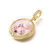 Brass Micro Pave Cubic Zirconia & Enamel Pendants KK-R222-14G-02-2