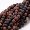 Dyed Frosted Natural Agate Round Beads Strands X-G-E322B-8mm-01-1