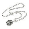 201 Stainless Steel Oval with Virgin Mary Pendant Figaro Chain Necklaces NJEW-C104-03-2