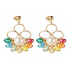 Flower Colorful Glass Beads Dangle Earrings for Girl Women X1-EJEW-TA00010-1