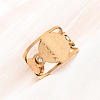 304 Stainless Steel Rhinestone Saint Benedict Open Cuff Rings RJEW-M069-01G-4