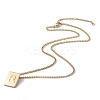 Stainless Steel Initial Letter Rectangle Pendant Necklace for Men Women LS-NJEW-E090-01G-18-2
