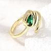 Brass Micro Pave Cubic Zirconia Cuff Open Rings for Women RJEW-L343-01G-03-2