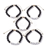 5Pcs 5 Style Glass Round Beaded Braided Bead Bracelets Set BJEW-JB10014-4