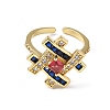 Cubic Zirconia Symbol # Open Cuff Ring RJEW-P046-01G-02-3