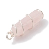 Natural Rose Quartz Double Terminal Pointed Pendants PALLOY-JF02673-03-4