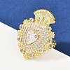 Brass Micro Pave Clear Cubic Zirconia Cuff Rings RJEW-P155-04D-G-3