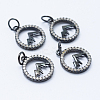 Brass Micro Pave Cubic Zirconia Pendants KK-P133-12B-NR-1