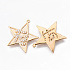 Brass Micro Pave Clear Cubic Zirconia Faith Pendants KK-N232-177G-NF-2