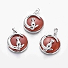 Natural Red Jasper Kitten Pendants G-J386-B04-1