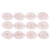 12Pcs 12 Styles Twelve Constellation Natural Rose Quartz Flat Oval Links Connector Charms G-K359-05B-1