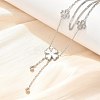 304 Stainless Steel Shell Pearl Clover Pendant Double Layered Necklaces for Women NJEW-U036-01P-2