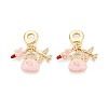 Brass Micro Pave Clear Cubic Zirconia and Enamel European Dangle Charms KK-T079-81G-1