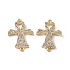 Rack Plating Brass Micro Pave Clear Cubic Zirconia Connector Charms KK-A175-01G-2