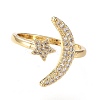 Brass Micro Pave Clear Cubic Zirconia Cuff Rings RJEW-F108-01G-2