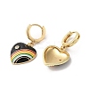 Heart with Rainbow Real 18K Gold Plated Brass Dangle Hoop Earrings EJEW-L268-042G-02-2