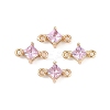 Brass Pave Glass Rhombus Links Connector Charms GLAA-Q088-001A-1