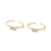 Clear Cubic Zirconia Butterfly Open Cuff Ring RJEW-C056-09G-4
