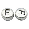 Silver Color Plated Acrylic Horizontal Hole Letter Beads X-PB43C9070-F-1