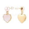 Heart Brass Micro Pave Clear Cubic Zirconia Dangle Stud Earrings PEAR-N017-07B-2