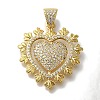 Heart Rack Plating Brass Micro Pave Clear Cubic Zirconia Pendant KK-U019-18G-03-1