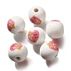 Valentine's Day Element Printed Wood Beads WOOD-R002-01-12-1