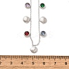 304 Stainless Steel Colorful Cubic Zirconia Flat Round & Shell Shaped Bib Necklaces for Women NJEW-U031-08P-01-3