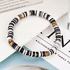 Handmade Polymer Clay Heishi Beaded Stretch Bracelets with CCB for Women JF1252-1-1