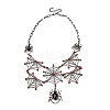 Halloween Spider Web Alloy Siam Rhinestone Bib Necklaces for Women LS-NJEW-P340-01B-2