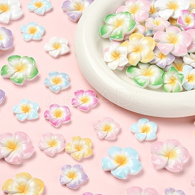 60Pcs 2 Styles Plumeria Flower Opaque Resin Cabochons CRES-YW0002-60-1