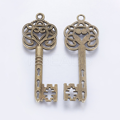 Tibetan Style Alloy Big Skeleton Key Pendants LS-MLF9750Y-NF-1
