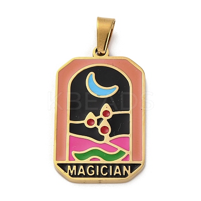 Ion Plating(IP) 304 Stainless Steel Enamel Pendants STAS-Q003-01G-024-1