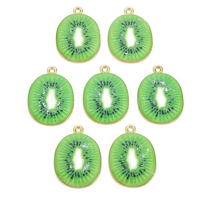 Light Gold Alloy Enamel Pendants ENAM-S126-124-1