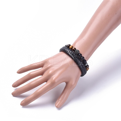 Unisex Stackable Bracelets Sets BJEW-JB04896-03-1