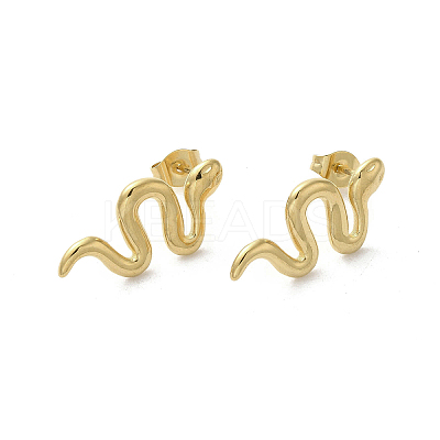 304 Stainless Steel Snake Stud Earrings for Women EJEW-A035-01G-1