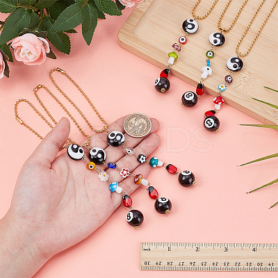 6Pcs 6 Styles Handmade Lampwork Beads Hanging Ornament HJEW-AR00015-1