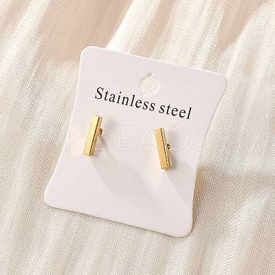 Cuboid Ion Plating(IP) 304 Stainless Steel Stud Crawler Earrings EJEW-O052-45G-1