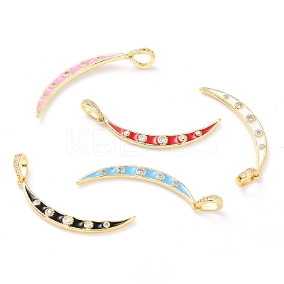 Brass Micro Pave Cubic Zirconia Pendants KK-M218-04G-RS-1