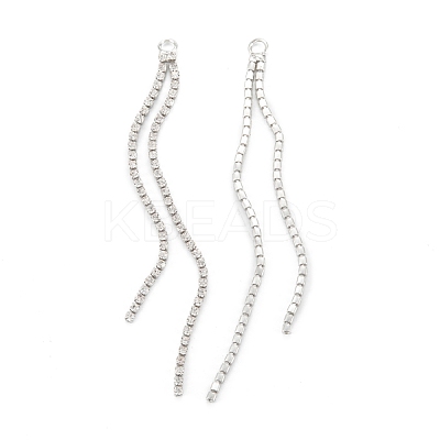 Brass Micro Pave Clear Cubic Zirconia Tassel Pendants KK-D063-01P-1