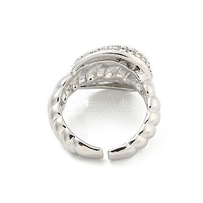 Brass Micro Pave Cubic Zirconia Cuff Rings RJEW-I103-050P-1