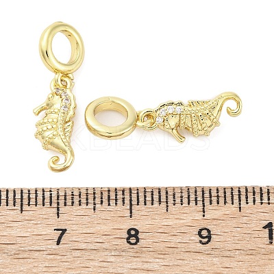 Brass Micro Pave Cubic Zirconia European Dangle Charms KK-D325-20G-01-1