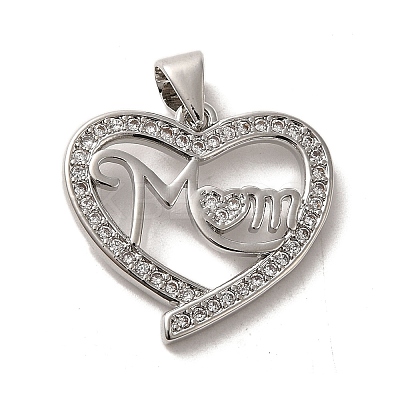 Mother's Day Brass Micro Pave Cubic Zirconia Pendants ZIRC-P114-09P-1