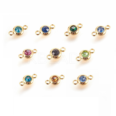 304 Stainless Steel Rhinestone Links X-STAS-P237-17G-M-1