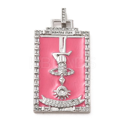 Brass Micro Pave Cubic Zirconia Pendants with Enamel KK-H458-01P-02-1