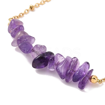 Natural Mixed Gemstone Chips Beaded Link Bracelet BJEW-JB09419-1