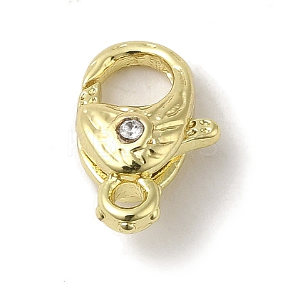 Brass Micro Pave Clear Cubic Zirconia Lobster Claw Clasps LS-KK-K371-11B-G-1