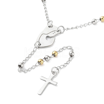 Non-Tarnish 202 Stainless Steel Rosary Bead Necklaces LS-NJEW-D060-01C-GP-1